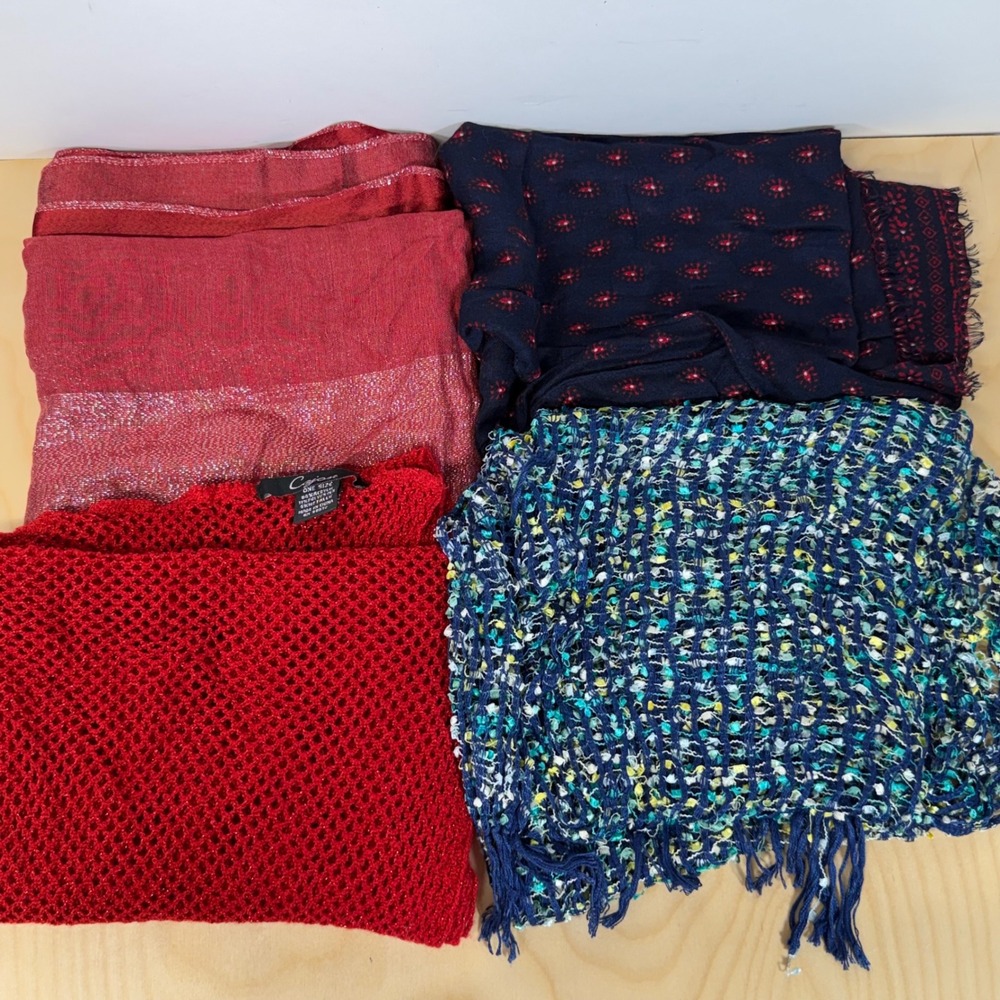 Assorted Scarves Lot - Red, Blue, Navy,‎ Fashion Scarves for Women